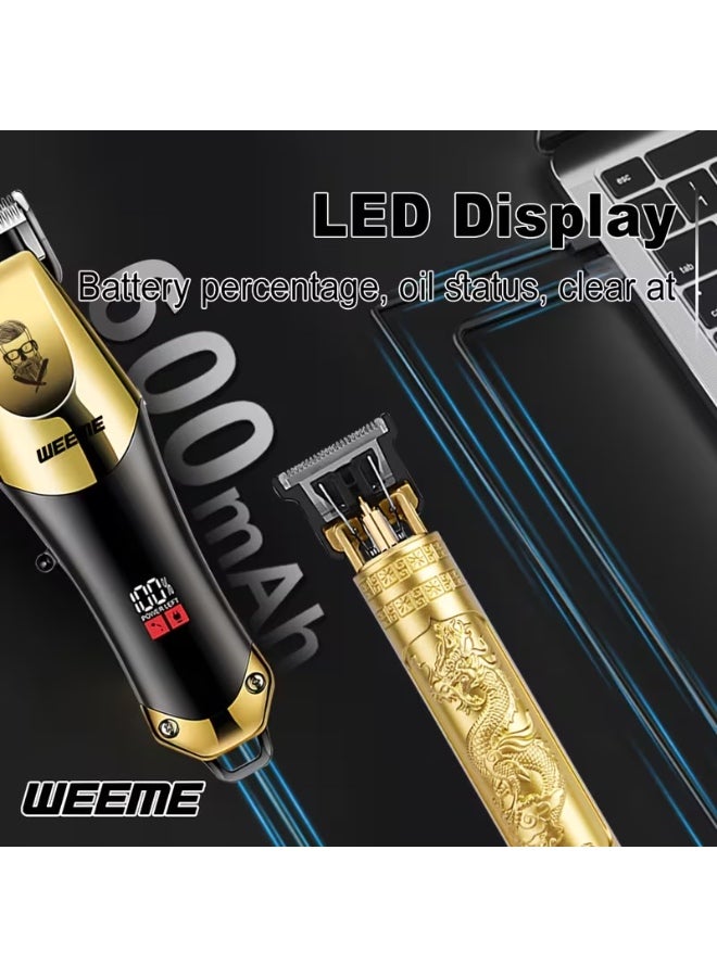 طقم ماكينة حلاقة كهربائية للرجال 3 قطع، قابلة لإعادة الشحن عبر USB مع شاشة LCD - Image 3